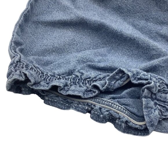 Carter's Baby Girl Blue Bloomers Shorts Size 9M With Elastic Waist & Ruffle Hem - Picture 6 of 6